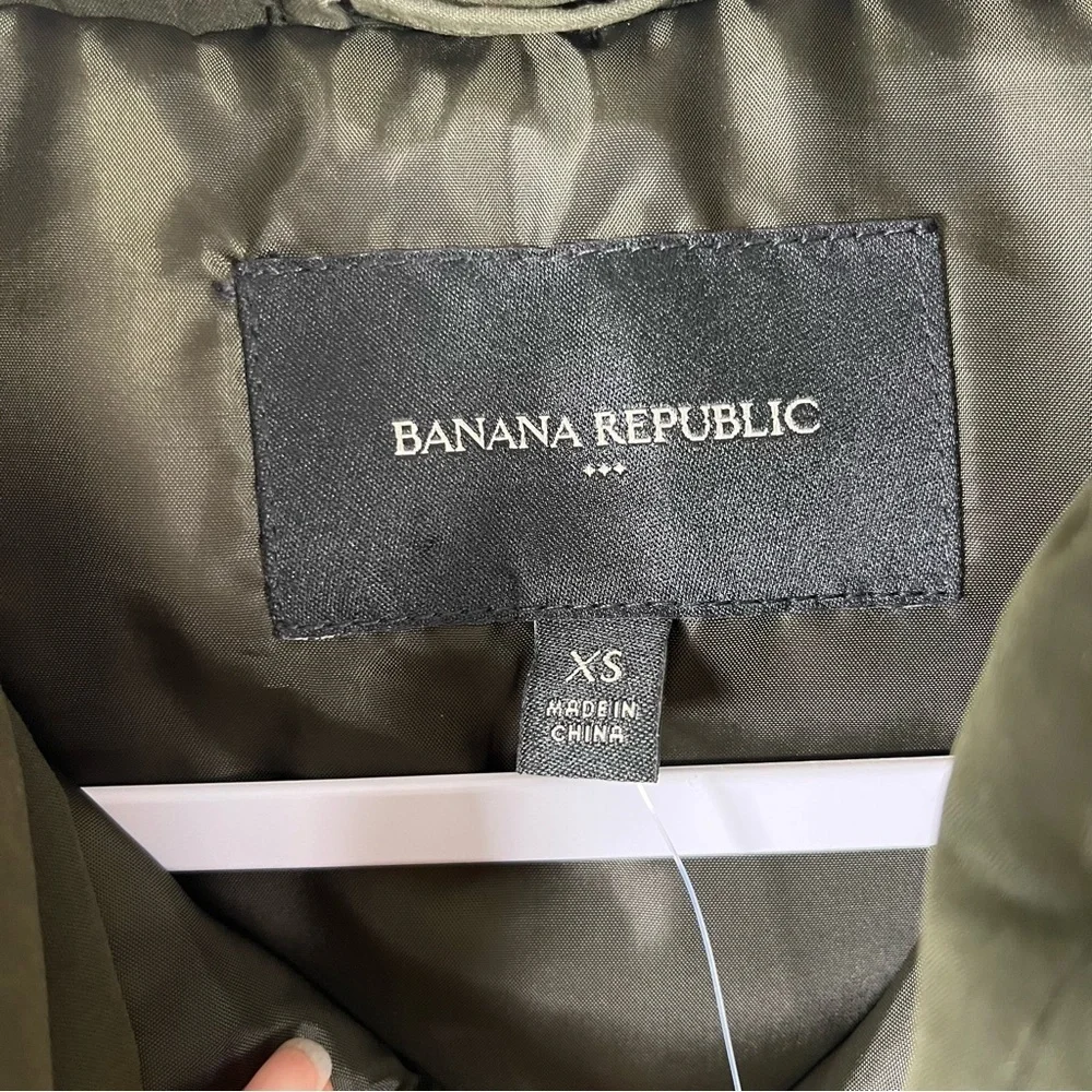 NWT Banana Republic Mens Puffer Vest Olive Green Tan Quilted Size XS Western